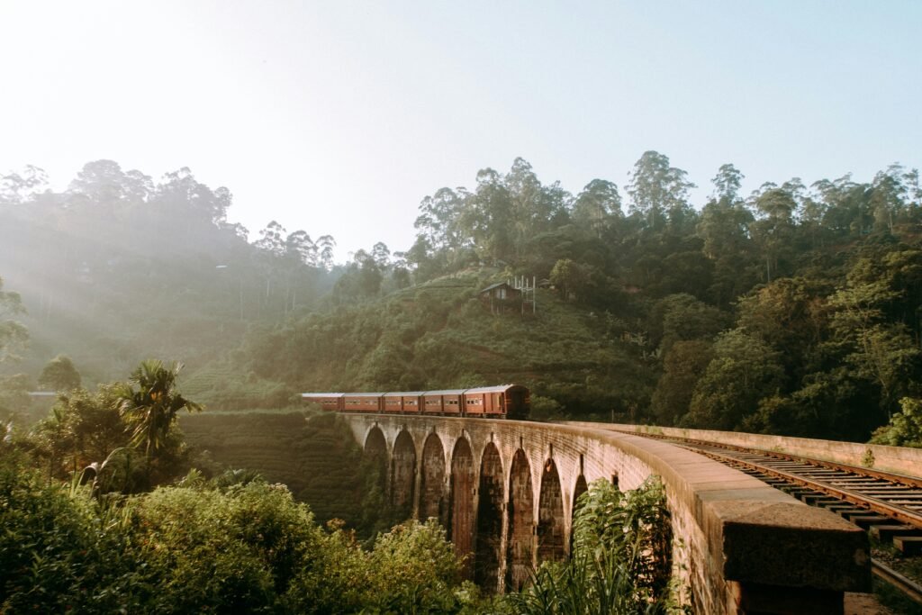 Nine arch bridge with train